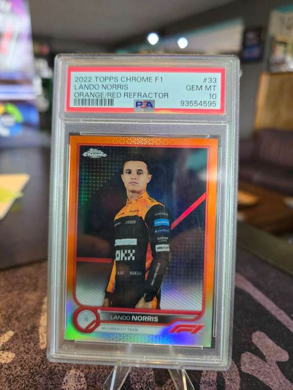 2022 Topps Chrome F1 Lando Norris Orange/Red Refractor PSA Gem 10
