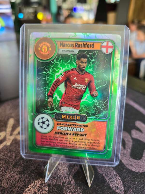 2024 Topps Merlin's Gamers - Marcus Rashford Manchester United - Lightning Green #MG-44 SP