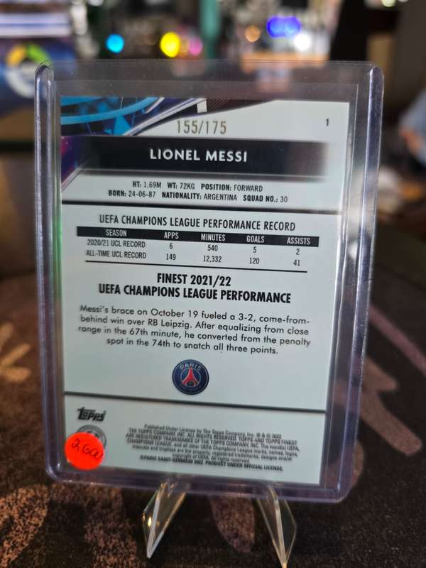 2022 Topps Finest Lionel Messi 155/175