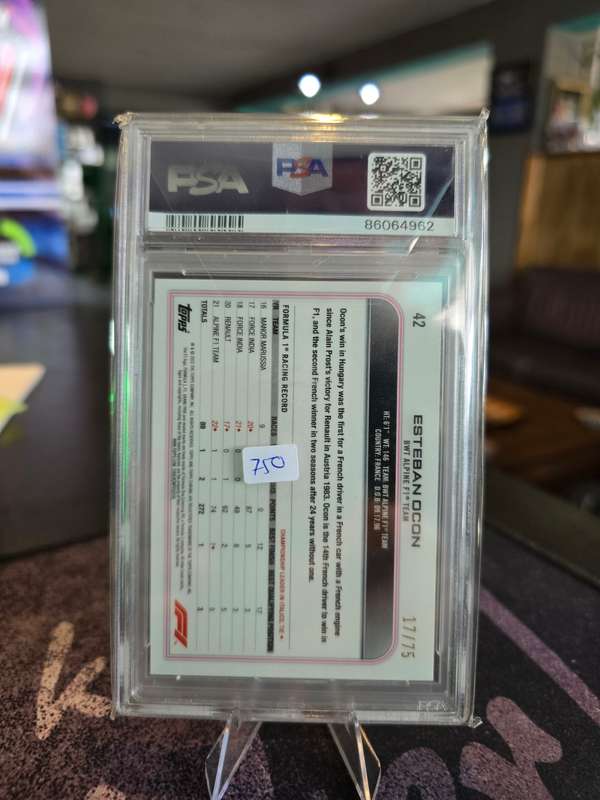 2022 Sapphire Edition F1 Esteban Ocon Green 17/75 PSA Gem MT 10