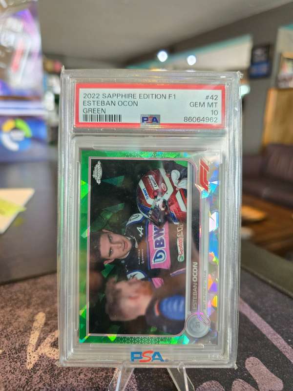 2022 Sapphire Edition F1 Esteban Ocon Green 17/75 PSA Gem MT 10