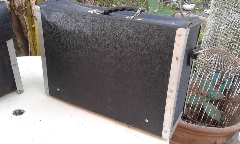 Set Of 2 Large Vintage German Black Leather Tool Boxes 1950s