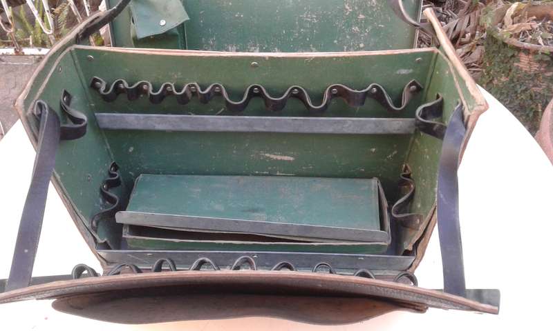 Set Of 2 Large Vintage German Black Leather Tool Boxes 1950s