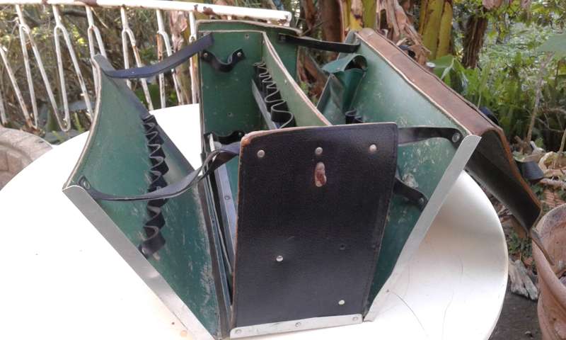 Set Of 2 Large Vintage German Black Leather Tool Boxes 1950s