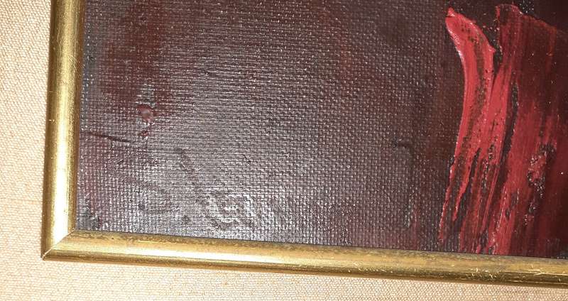 Beautiful Original Oil Painting by Chinese Artist S. Leung (c.1974) Young Girl in Red Dress
