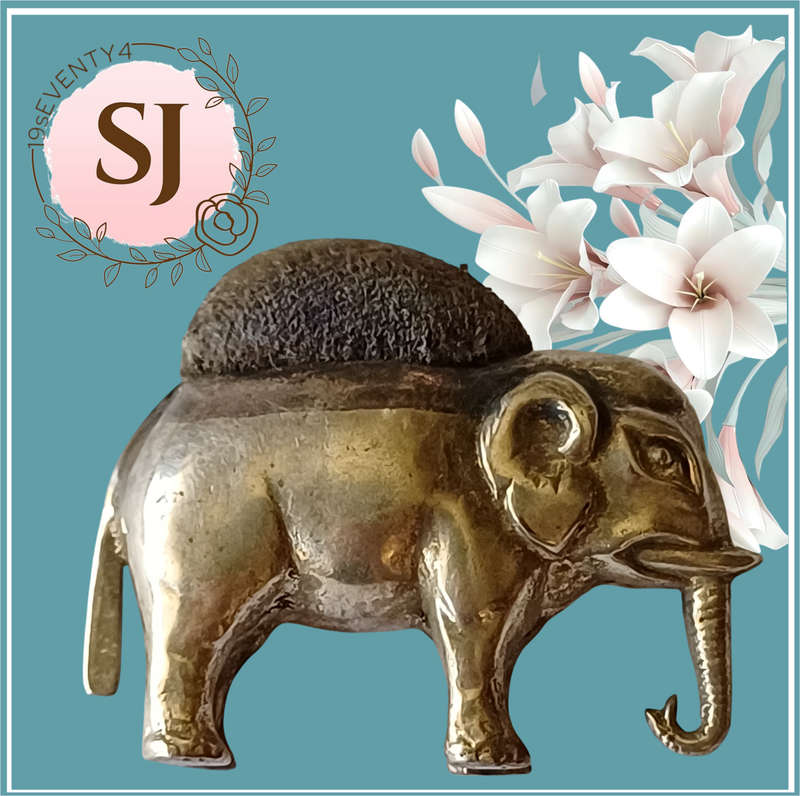 Miniature Novelty Silver Elephant Pin Cushion.