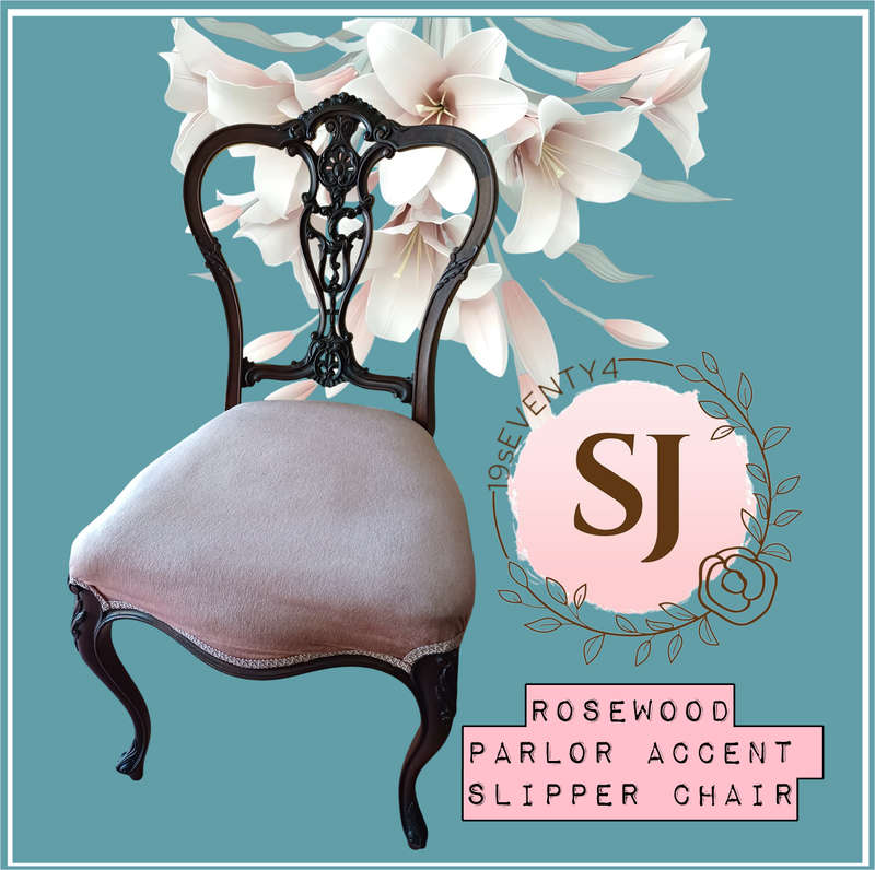 Victorian Carved Rosewood Parlor Accent Slipper Chair