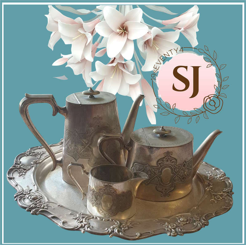 VINTAGE SILVER PLATED SET WITH TRAY | NEEDS A GOOD CLEAN |