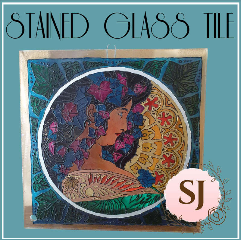 Art Nouveau Glass Painted Tile