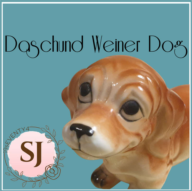 Vintage  Porcelain Glazed Daschund Weiner Dog Figurine Novelty Decor