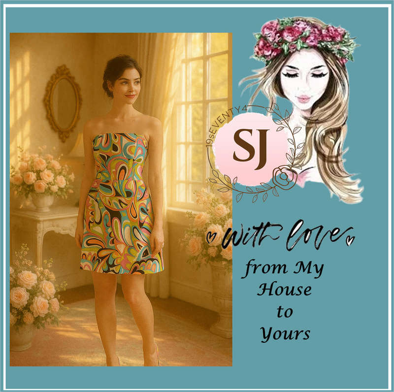 Melly M  strapless mini floral abstract dress
