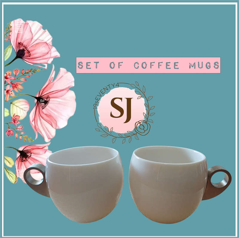 SET OF WHITE COFFEE MAGPPIE MUGS