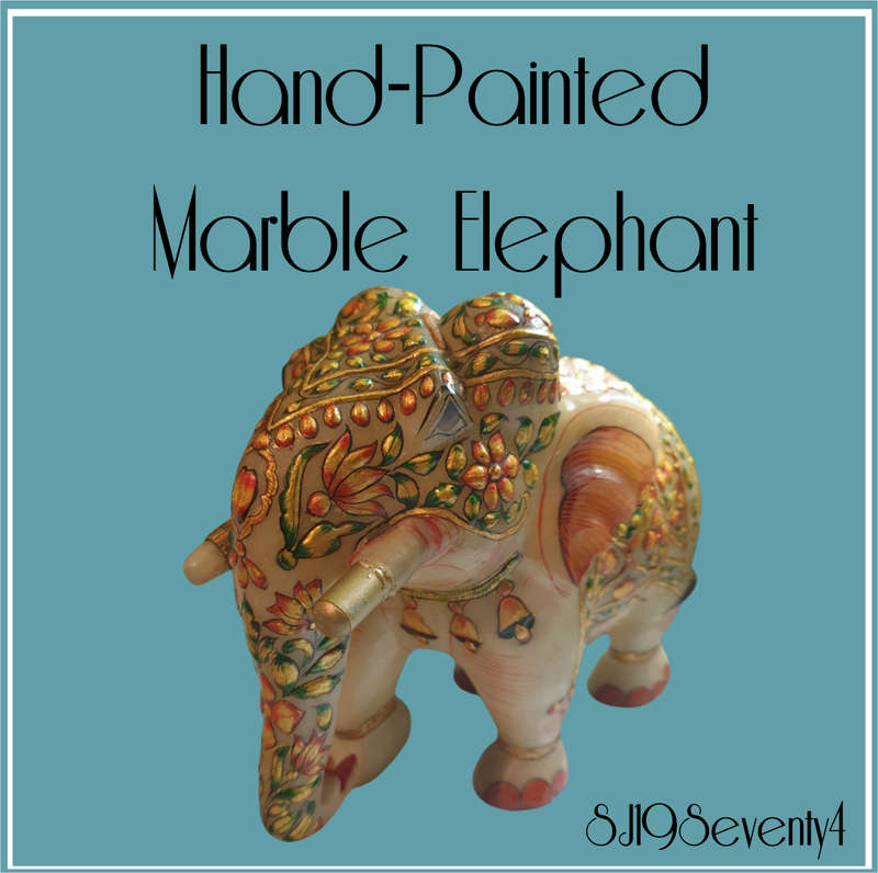 Hand-Painted Marble Elephant - A Masterpiece of Artistry on Stone