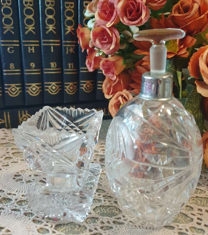 Vintage Perfume bottle and small vase