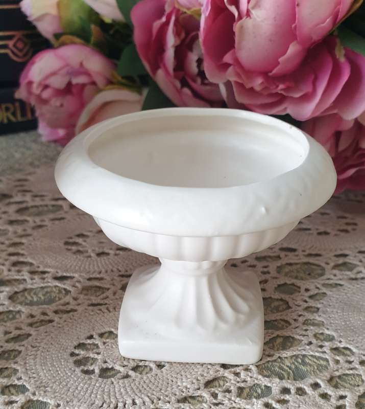 White Italian Continental blanc de Chine center bowl depicting four putti Cherubs + Small Vase