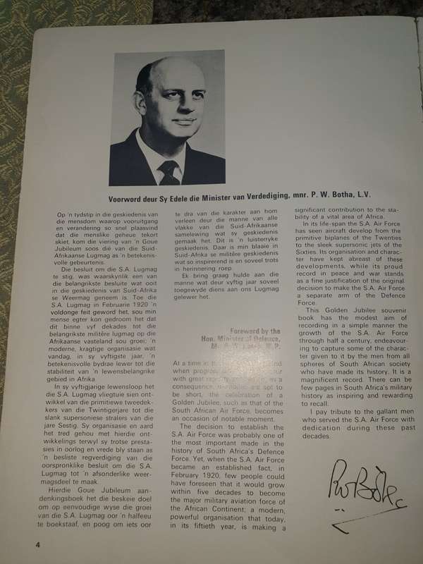 SA Airforce Golden Jubilee Souvenir Book 1920 - 1970