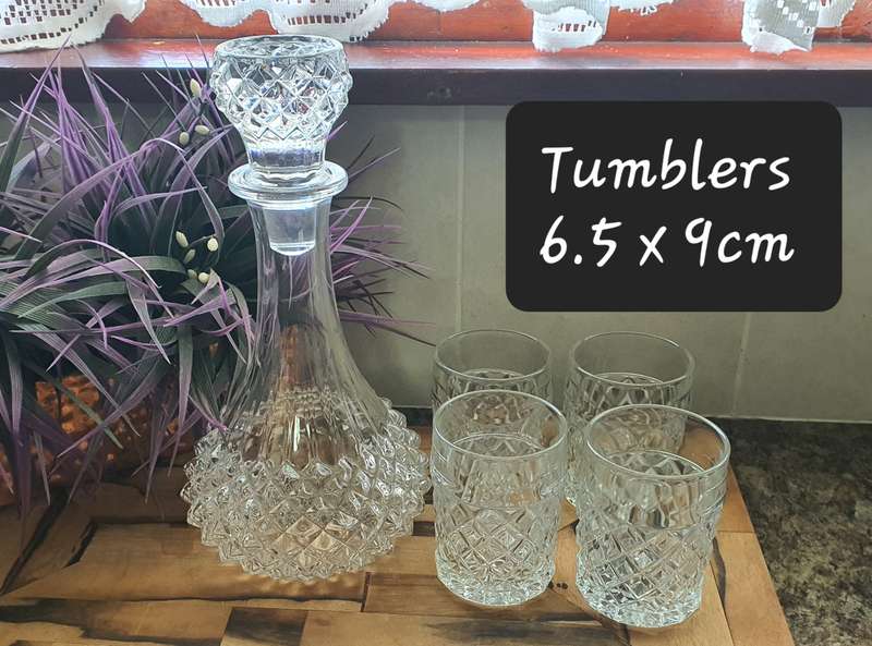 GLASS DECANTER AND TUMBLERS