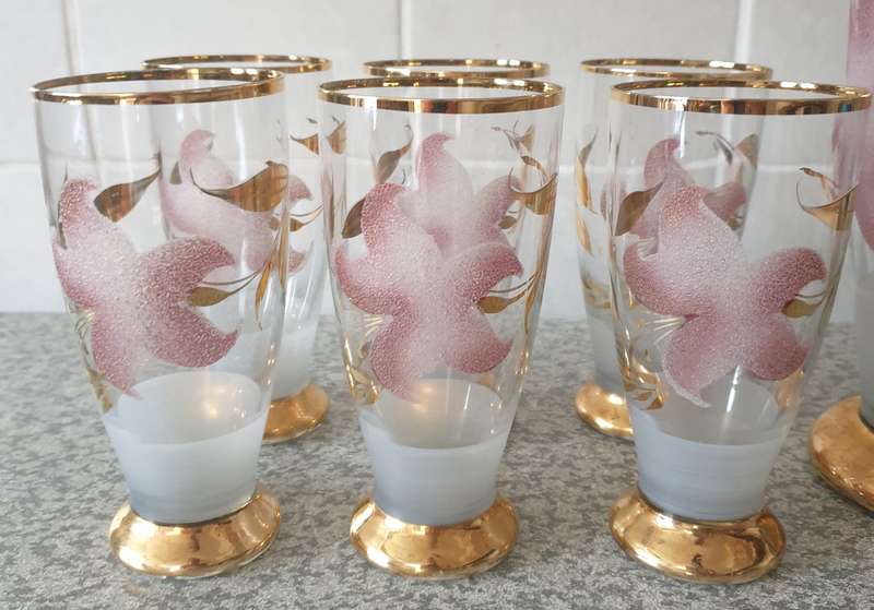 VINTAGE Bohemian JUG AND TUMBLERS