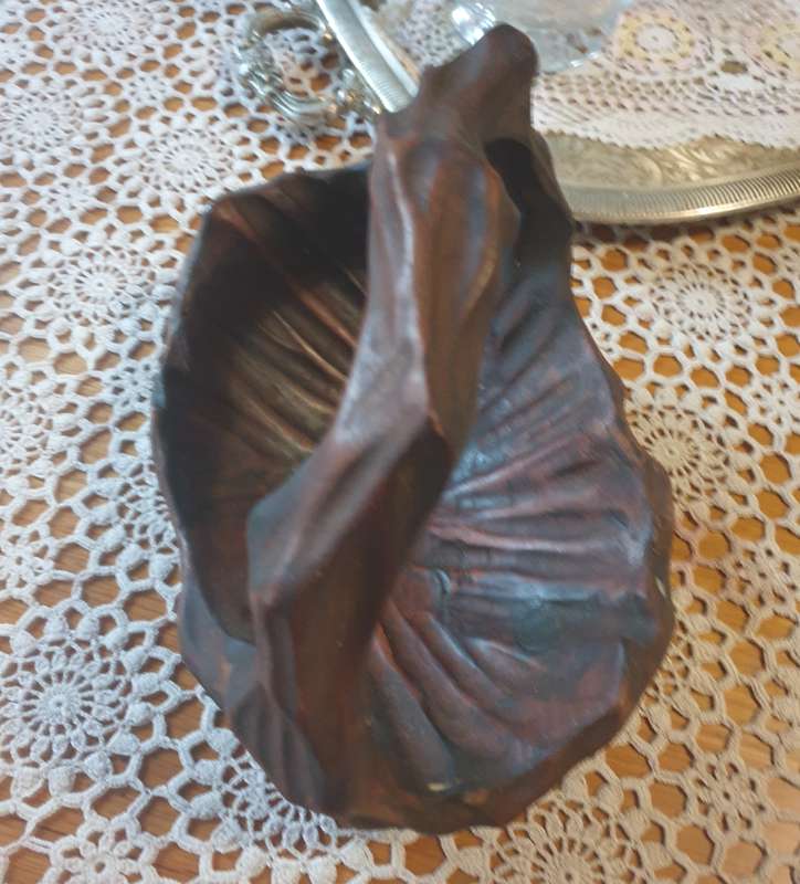 Gorgeous vintage wood basket bowl hand carved with handle folk art boho farmhouse style solid