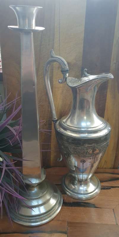 CLARET JUG AND CANDLE HOLDER