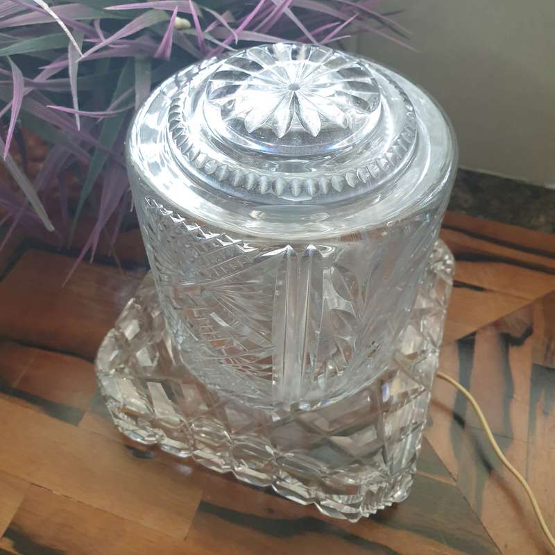Heavy Vintage Cut Glass Light