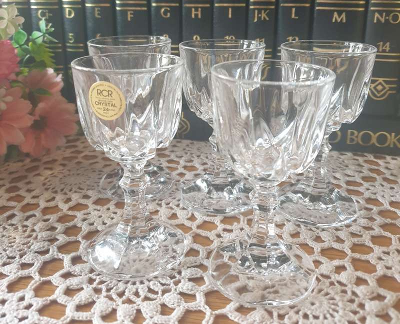 RCR Royal Crystal Rock 24% Lead Crystal Glasses Set of 5