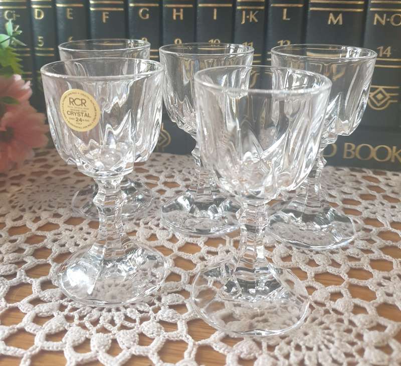 RCR Royal Crystal Rock 24% Lead Crystal Glasses Set of 5