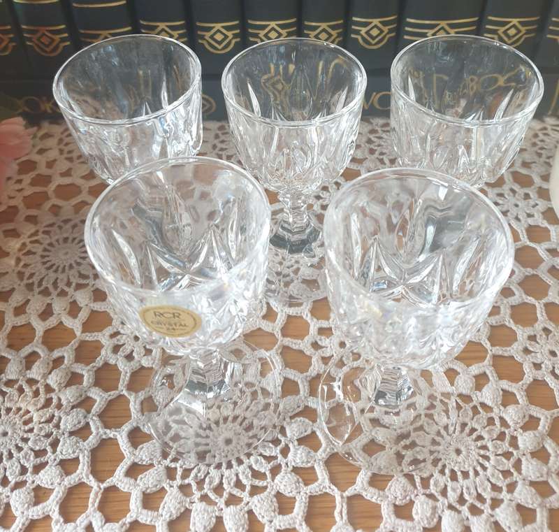 RCR Royal Crystal Rock 24% Lead Crystal Glasses Set of 5