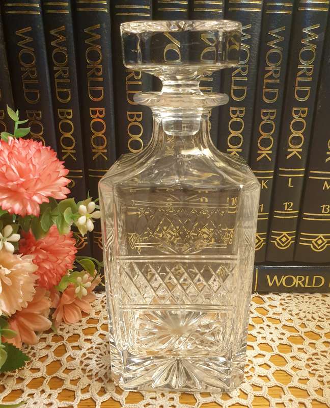 CUT GLASS DECANTER