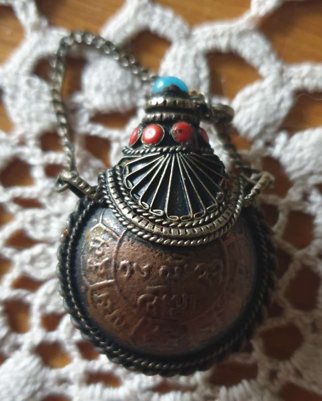 Vintage Copper Coin Perfume Oil Bottle