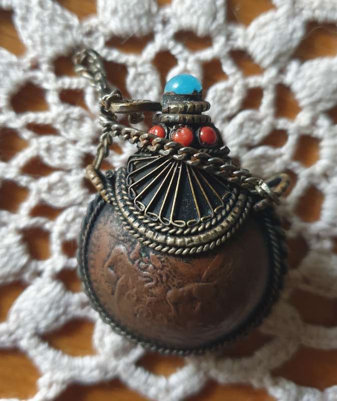 Vintage Copper Coin Perfume Oil Bottle