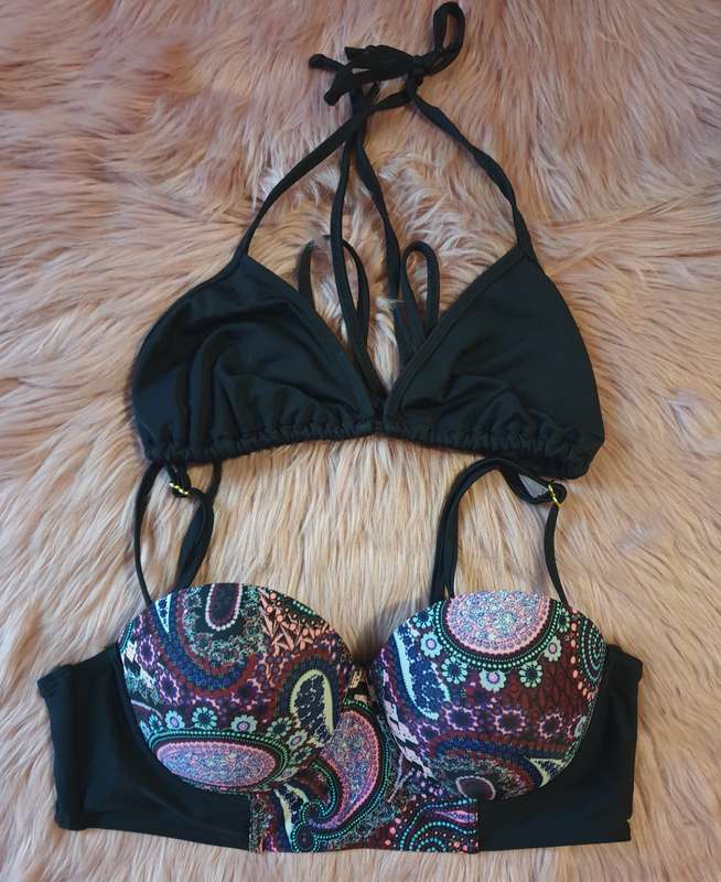 Ambrielle Bikini Top, Black Bikini Top and Scarf