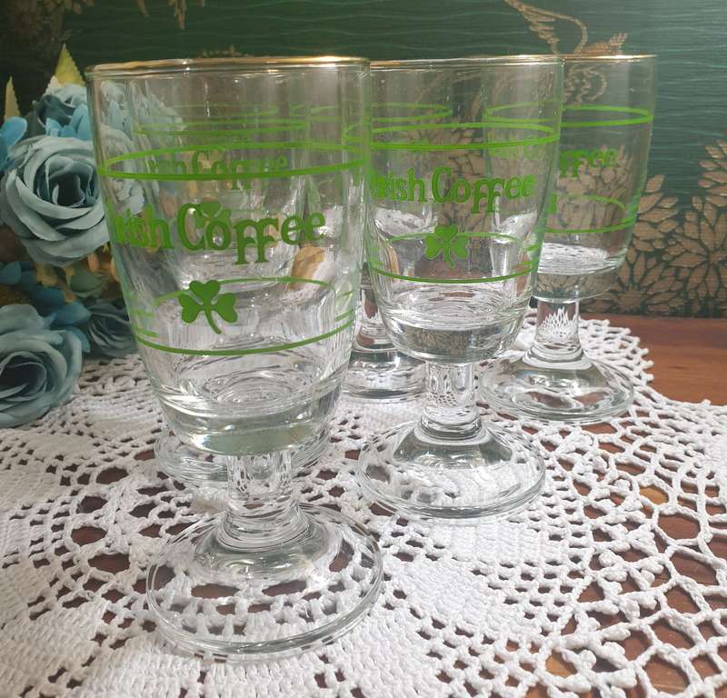 6 VINTAGE IRISH COFFEE GLASSES