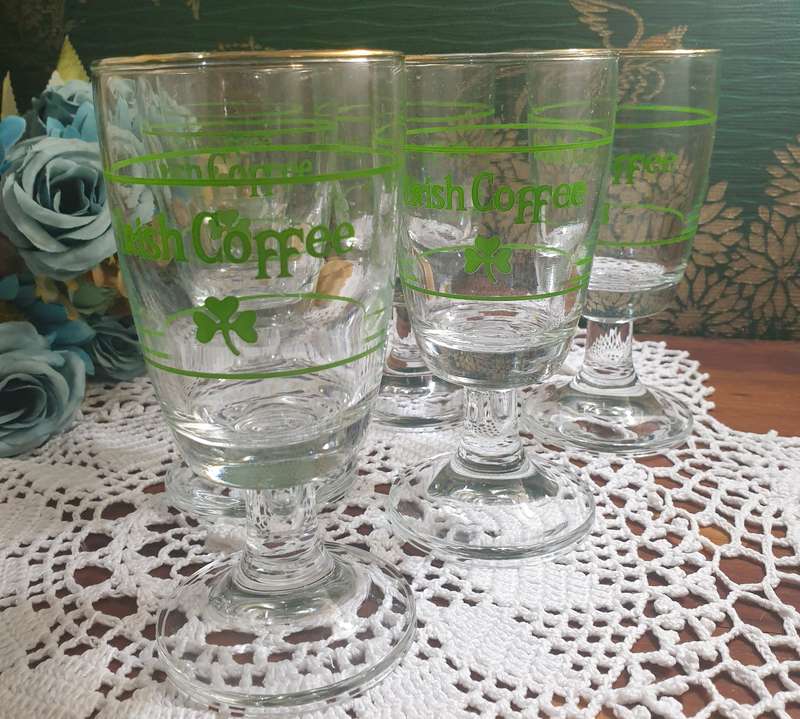 6 VINTAGE IRISH COFFEE GLASSES