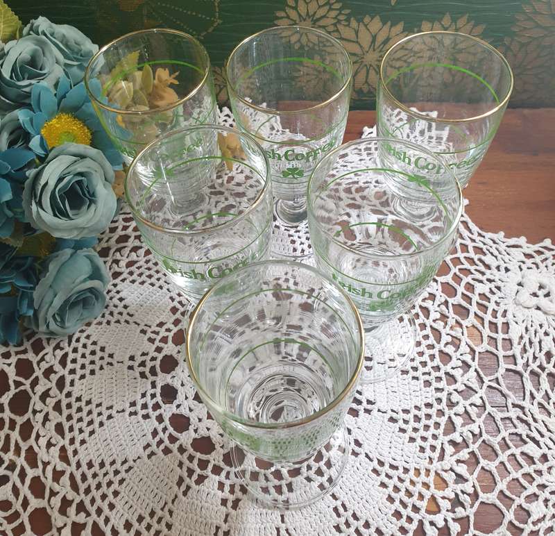 6 VINTAGE IRISH COFFEE GLASSES