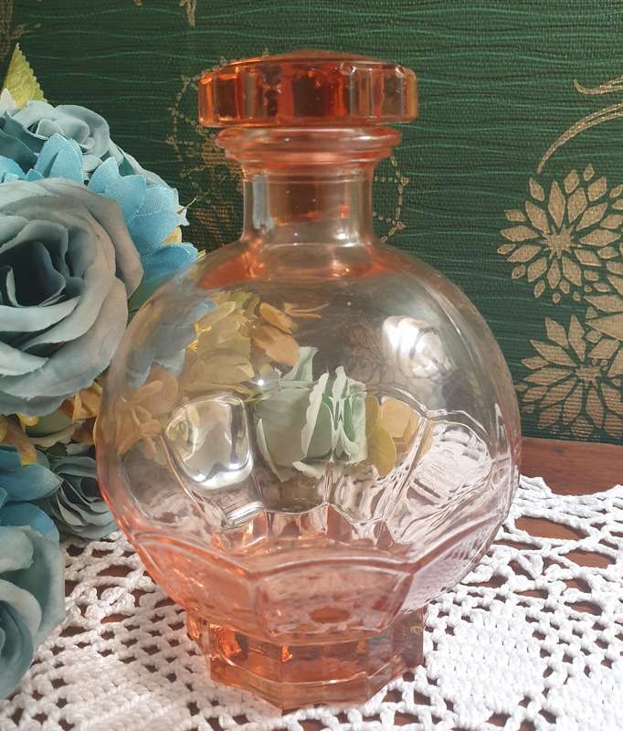 VINTAGE PEACH GLASS DECANTER