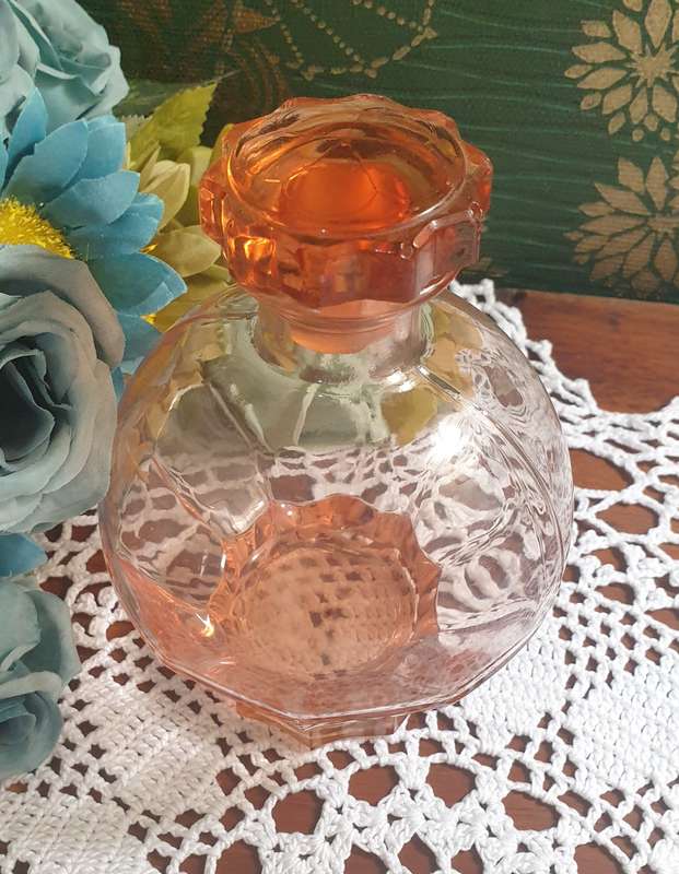 VINTAGE PEACH GLASS DECANTER