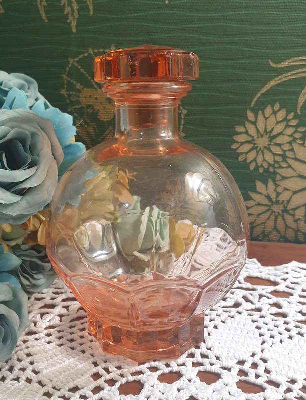 VINTAGE PEACH GLASS DECANTER