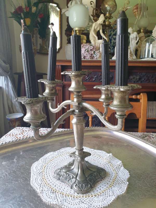 SILVER PLATED GRENADIER 5 BRANCH CANDELABRA