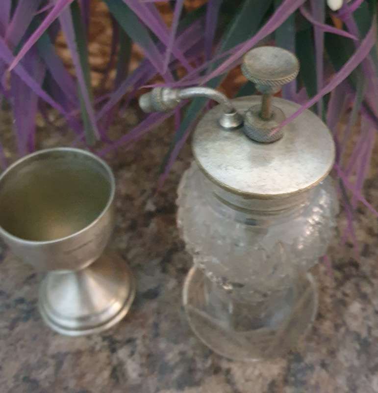 VINTAGE Perfume atomiser and Plated Egg cup