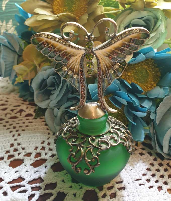 PERFUME bottle - Filigree Bras top Butterfly*STUNNING* work of Art