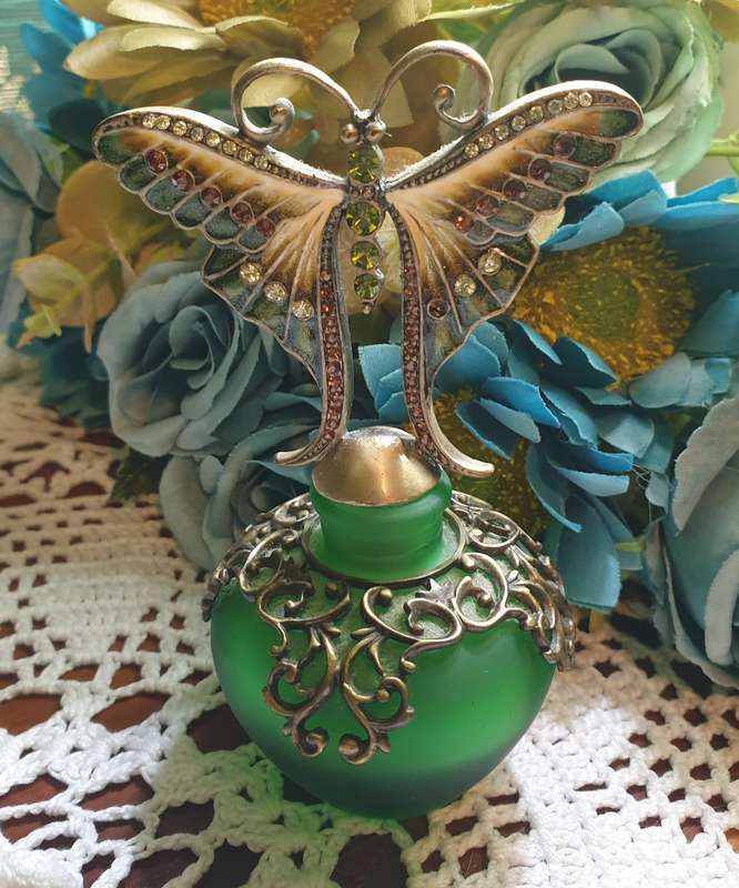 PERFUME bottle - Filigree Bras top Butterfly*STUNNING* work of Art
