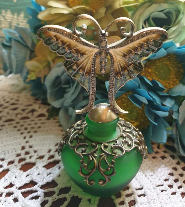 PERFUME bottle - Filigree Bras top Butterfly*STUNNING* work of Art