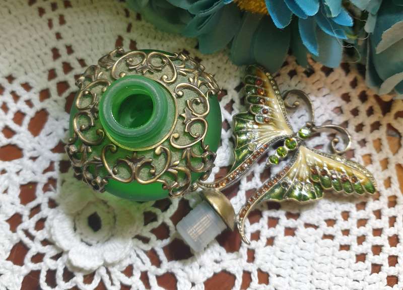 PERFUME bottle - Filigree Bras top Butterfly*STUNNING* work of Art