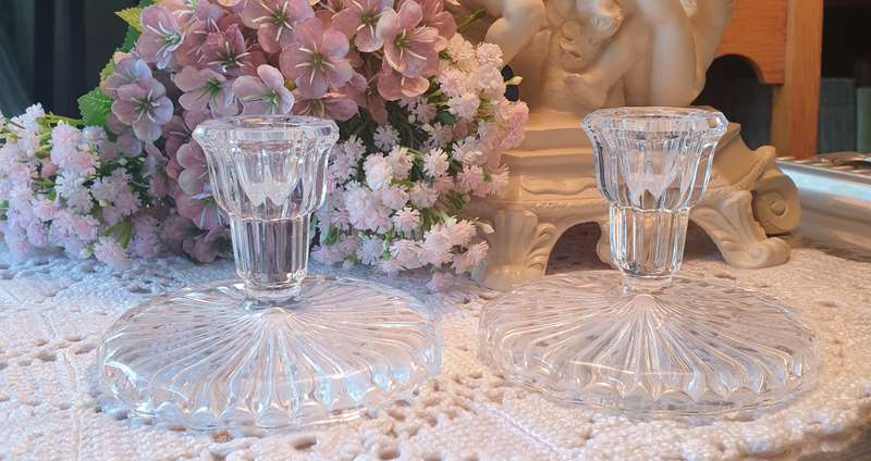 Clear Crystal Candle Holders