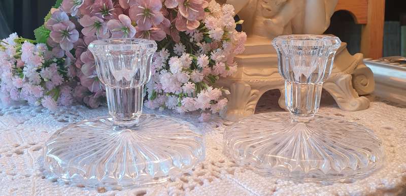 Clear Crystal Candle Holders