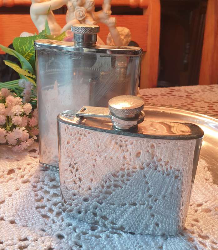 TWO HIP FLASKS | NEEDS A GOOD CLEAN | BEEN IN STORAGE |