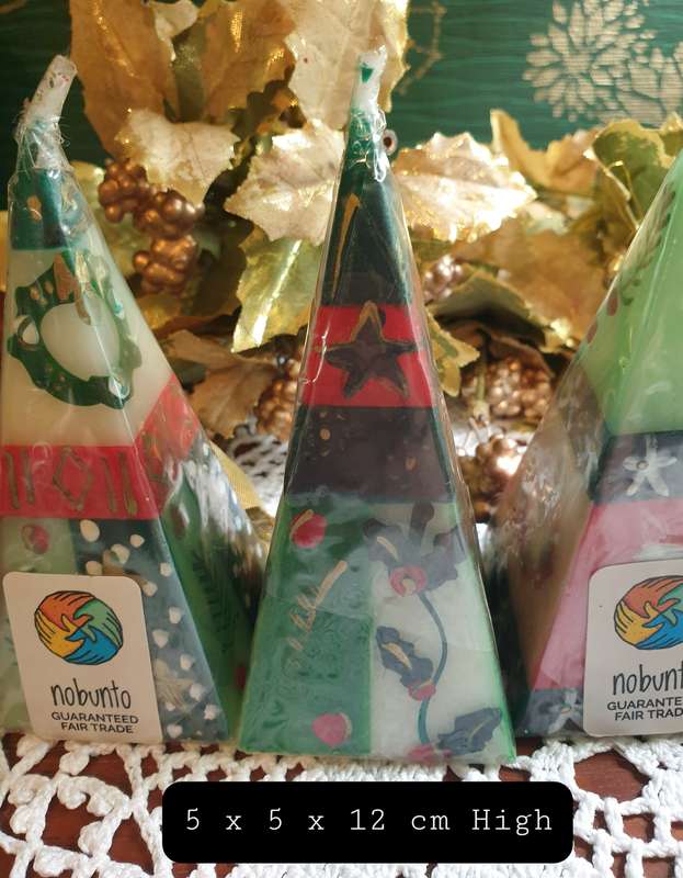 4 hand painted Christmas pyramid candles