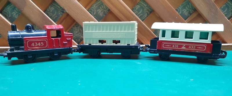 MATCHBOX -  Steam Loco  1978 AND  Flat car and container 1977 AND Passenger Coach 1978 No44