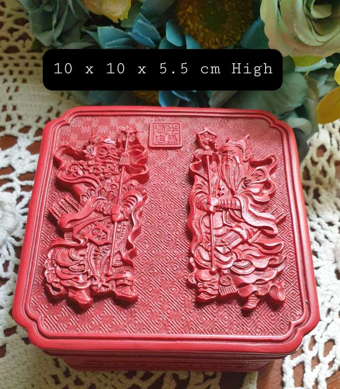 The Peninsula Hotel Hong Kong Carved Faux Cinnabar Asian Red Soap/Trinket Box